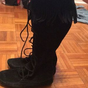 Black Minnetonka boots